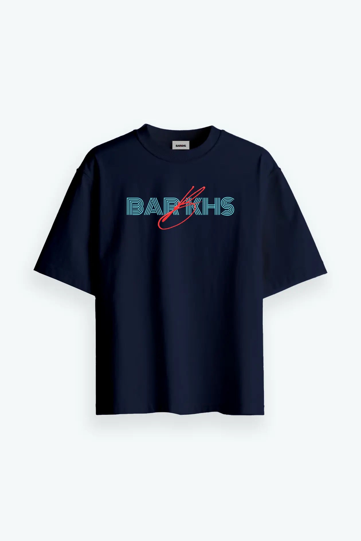 BARKHS Orbit Script Tee – Navy/Red