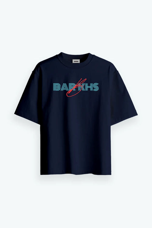 BARKHS Orbit Script Tee – Navy/Red